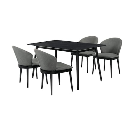 Armen Living Westmont and Juno Charcoal and Black 5 Piece Dining Set SETWEDI5JNBLCH